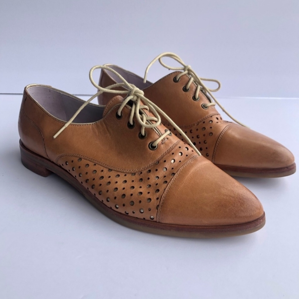 Johnston & Murphy Leather Oxford Shoes Metallic Perforation 8.5